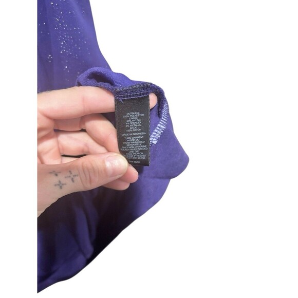 90s Y2K Express Vintage Top Sleeveless Tank Purple Blue Sparkle Faux Wrap Med - Picture 8 of 9